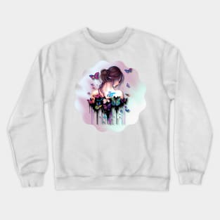 Girl with Butterflies 5 Crewneck Sweatshirt